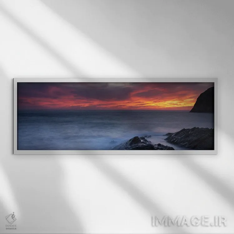 تابلو دکوراتیو سواحل در هنگام غروب، ایل-روس، کورس جنوبی، جزیره کرسیکا… اثر پانورامیک ایمجز - نمای قابدار سفید