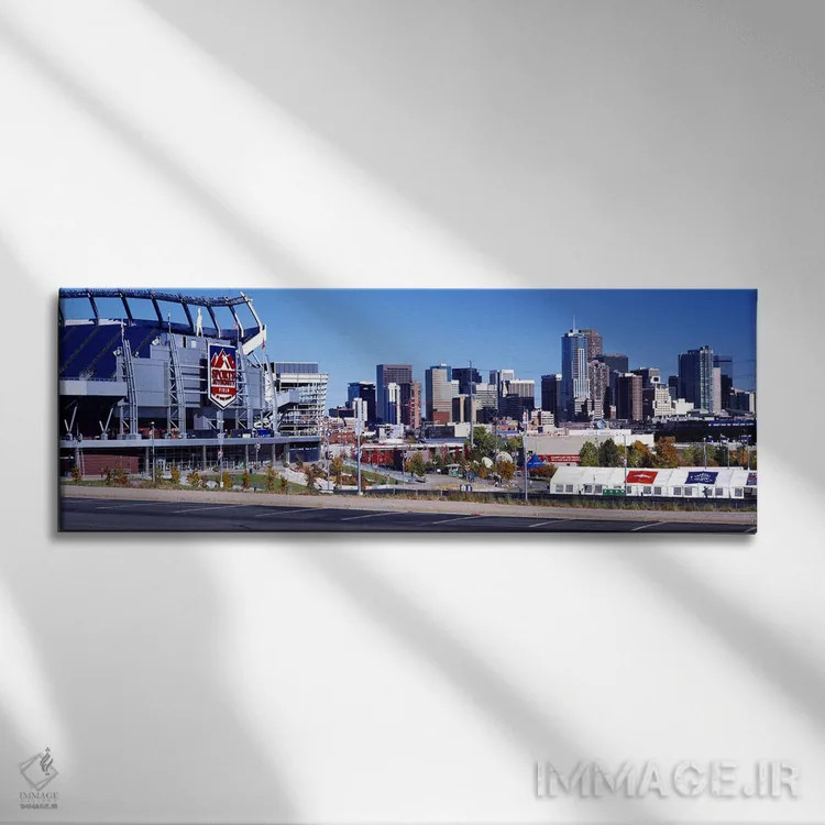 تابلو دکوراتیو استادیوم در یک شهر، میدان ورزشی اسپورتس اتوریتی در ارتف… اثر پانورامیک ایمجز - نمای روبهرو روی دیوار
