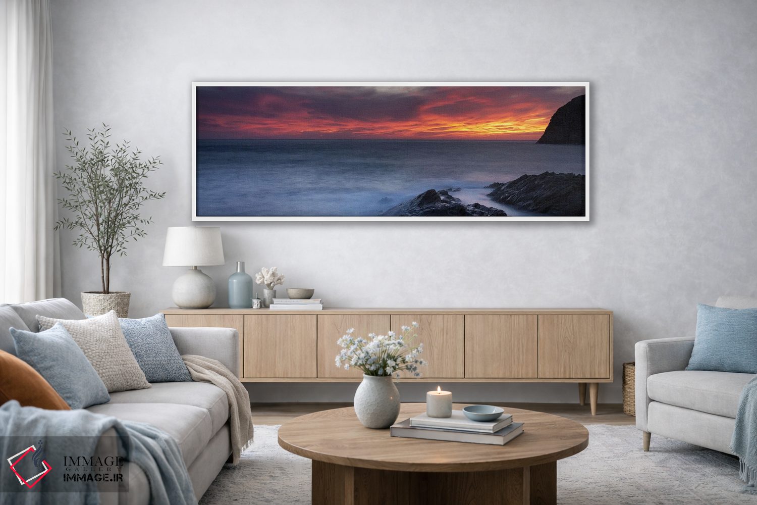 تابلو دکوراتیو سواحل در هنگام غروب، ایل-روس، کورس جنوبی، جزیره کرسیکا… اثر پانورامیک ایمجز - D3W