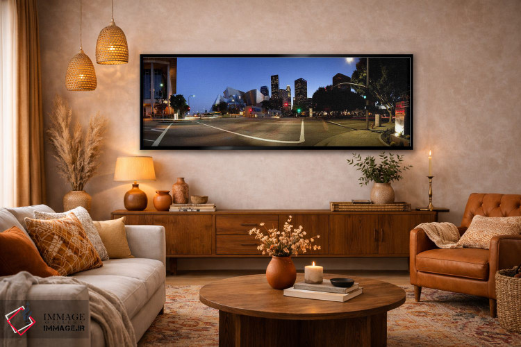 تابلو دکوراتیو سالن کنسرت روشن شده در شب، سالن کنسرت والت دیزنی، شهر ل… اثر پانورامیک ایمجز - D5B