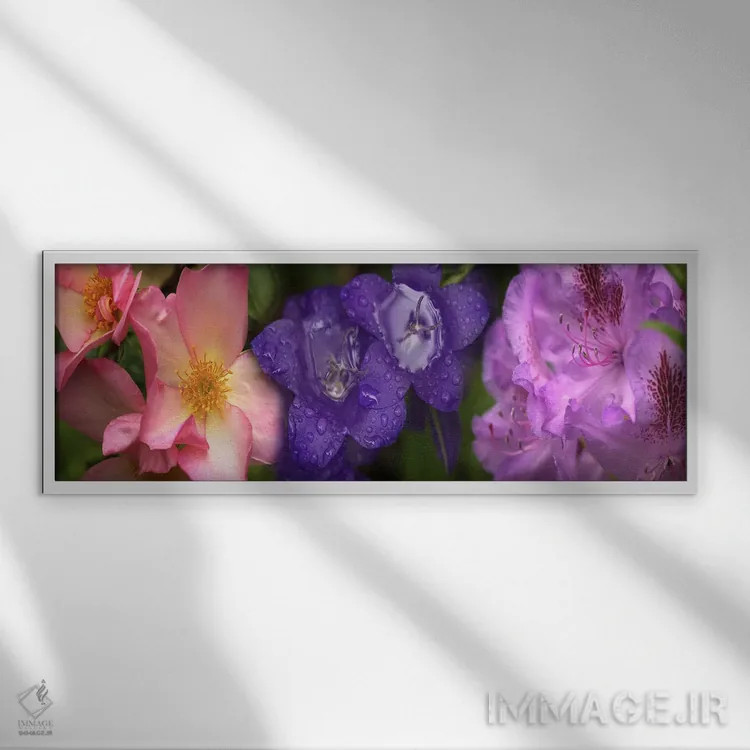 تابلو دکوراتیو نمای نزدیک از گل ها اثر پانورامیک ایمجز - نمای قابدار سفید