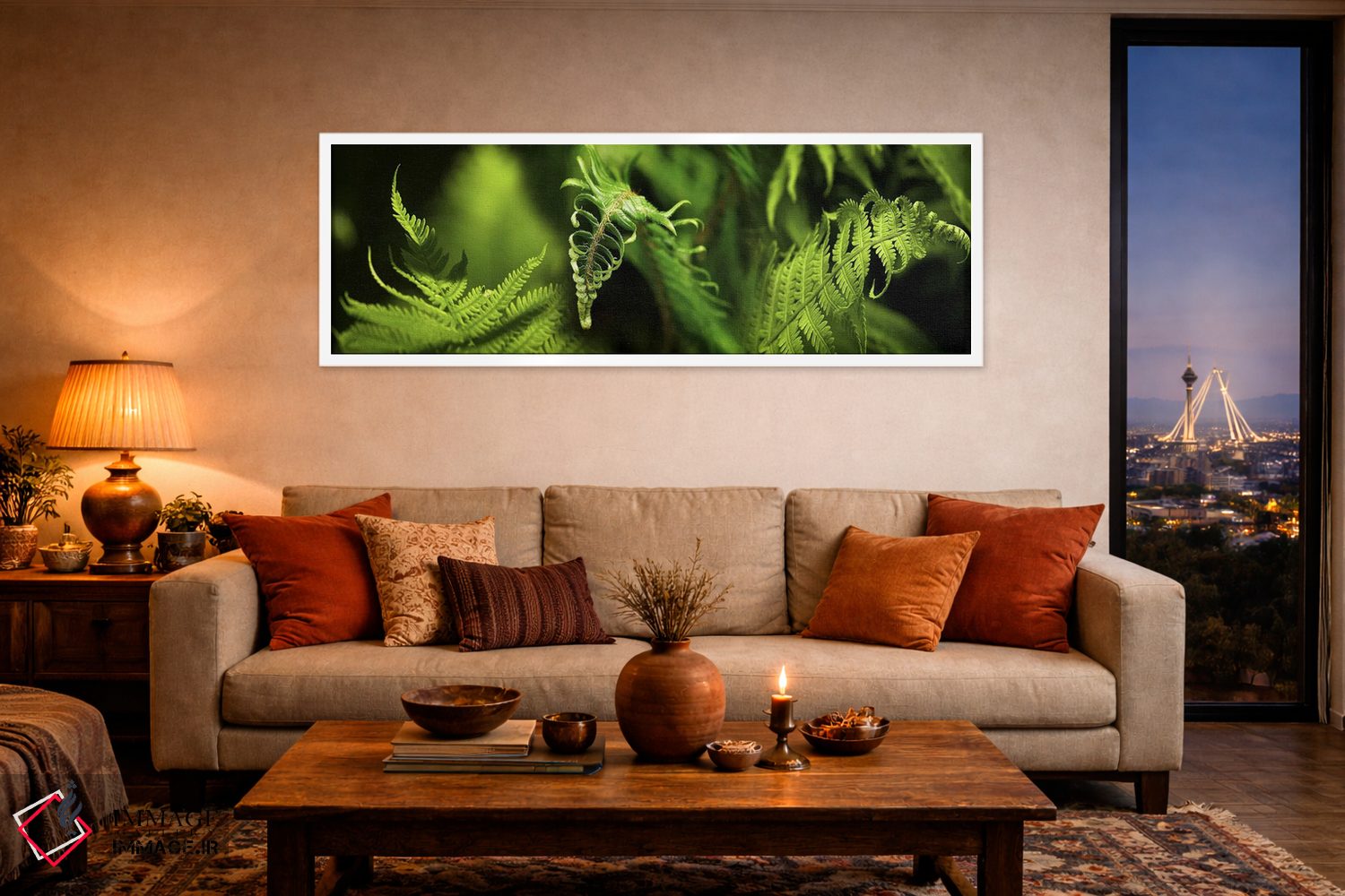 تابلو دکوراتیو نمای نزدیک از سرخس ها اثر پانورامیک ایمجز - D3W