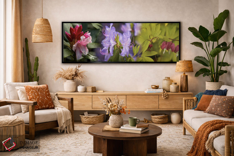 تابلو دکوراتیو جزئیات گل های رنگارنگ روشن اثر پانورامیک ایمجز - D3B