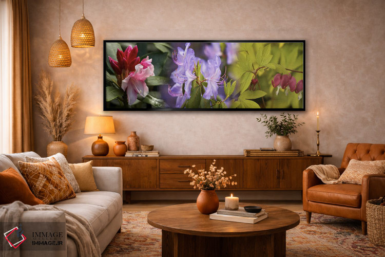 تابلو دکوراتیو جزئیات گل های رنگارنگ روشن اثر پانورامیک ایمجز - D5B