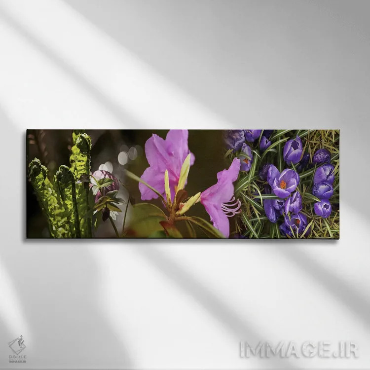 تابلو دکوراتیو جزئیات گل های بهار زودرس اثر پانورامیک ایمجز - نمای روبهرو روی دیوار