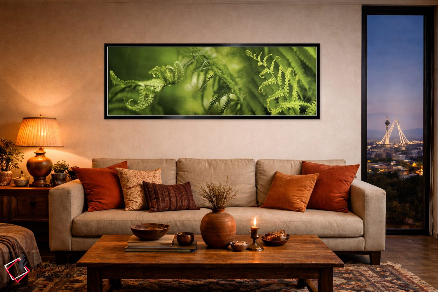 تابلو دکوراتیو نمای نزدیک از تصاویر متعدد سرخس ها اثر پانورامیک ایمجز - D6B