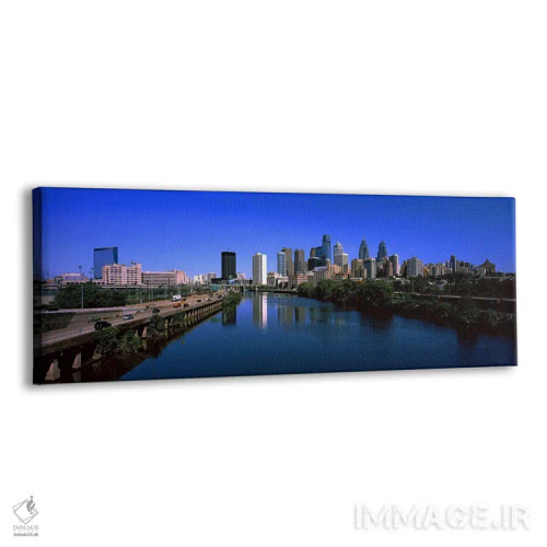 تابلو دکوراتیو ساختمان ها در کنار آب، فیلادلفیا، رودخانه شیکیل، پنسیلو… اثر پانورامیک ایمجز - نمای پرسپکتیو محصول