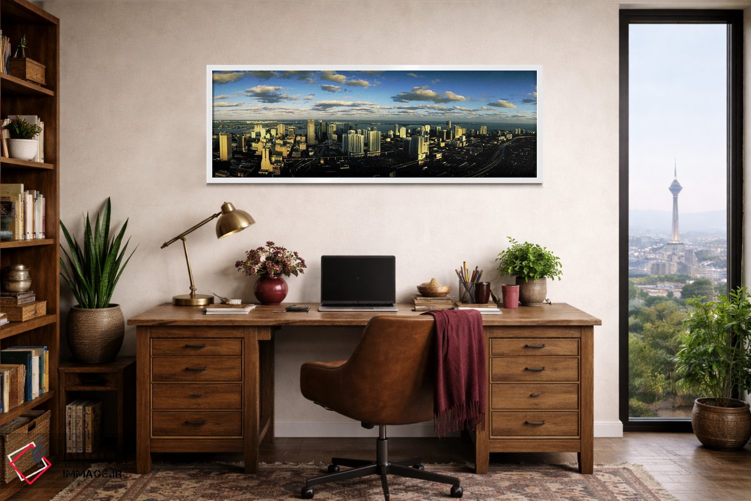 تابلو دکوراتیو ابرها بر فراز افق شهری، میامی، فلوریدا، ایالات متحده آم… اثر پانورامیک ایمجز - D1W