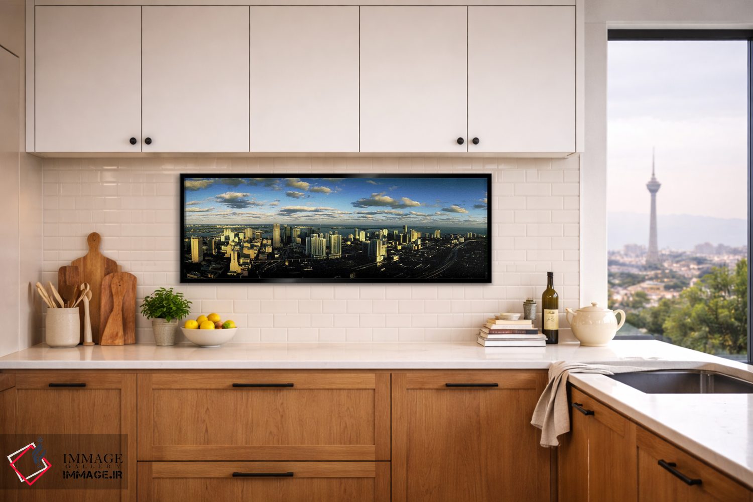 تابلو دکوراتیو ابرها بر فراز افق شهری، میامی، فلوریدا، ایالات متحده آم… اثر پانورامیک ایمجز - D5B