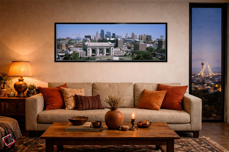 تابلو دکوراتیو ایستگاه اتحادیه با افق شهری در پس زمینه، کانزاس سیتی، م… اثر پانورامیک ایمجز - D5B