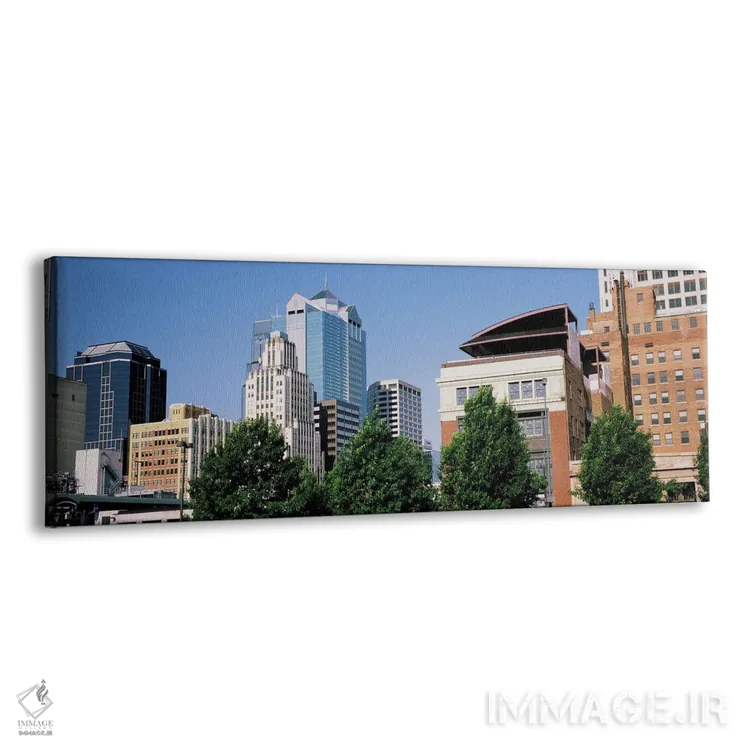 تابلو دکوراتیو نمای از زاویه پایین از افق شهری، کانزاس سیتی، میزوری، ا… اثر پانورامیک ایمجز - نمای پرسپکتیو محصول