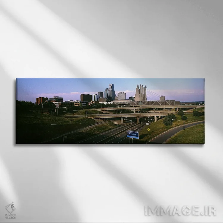 تابلو دکوراتیو تقاطع بزرگراه، کانزاس سیتی، میزوری، ایالات متحده آمریکا اثر پانورامیک ایمجز - نمای روبهرو روی دیوار