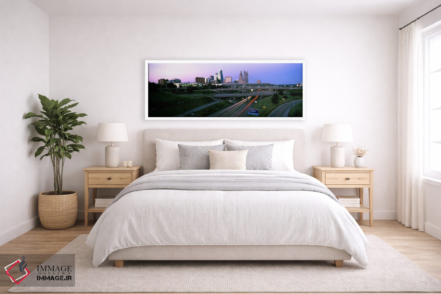 تابلو دکوراتیو تقاطع بزرگراه و افق شهری در غروب، کانزاس سیتی، میزوری… اثر پانورامیک ایمجز - D5W