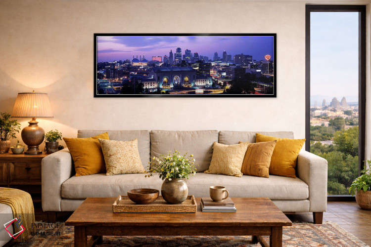تابلو دکوراتیو ایستگاه اتحادیه در غروب با افق شهری در پس زمینه، کانزاس… اثر پانورامیک ایمجز - D6B