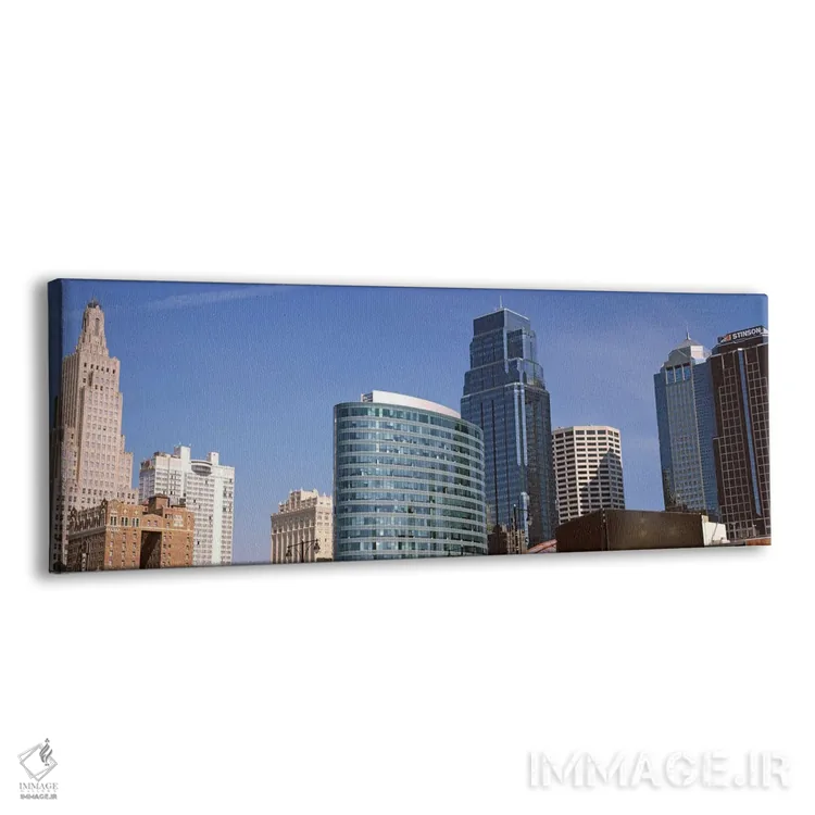 تابلو دکوراتیو نمای از زاویه پایین از افق شهری مرکز شهر، کانزاس سیتی… اثر پانورامیک ایمجز - نمای پرسپکتیو محصول