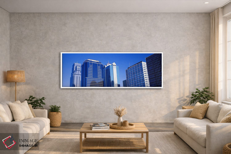 تابلو دکوراتیو نمای از زاویه پایین از افق شهری مرکز شهر، تاون پویلین… اثر پانورامیک ایمجز - D2W