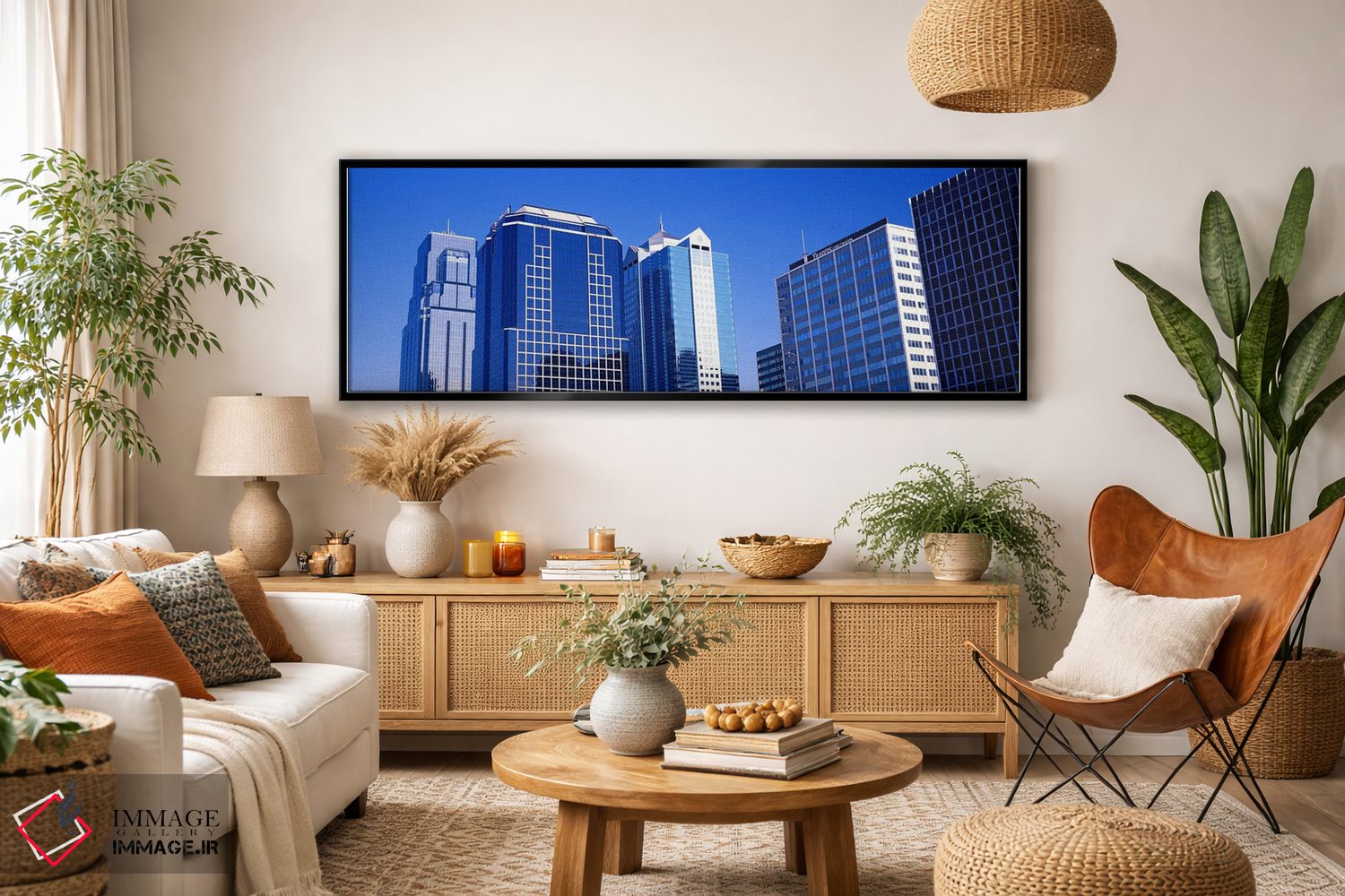 تابلو دکوراتیو نمای از زاویه پایین از افق شهری مرکز شهر، تاون پویلین… اثر پانورامیک ایمجز - D4B