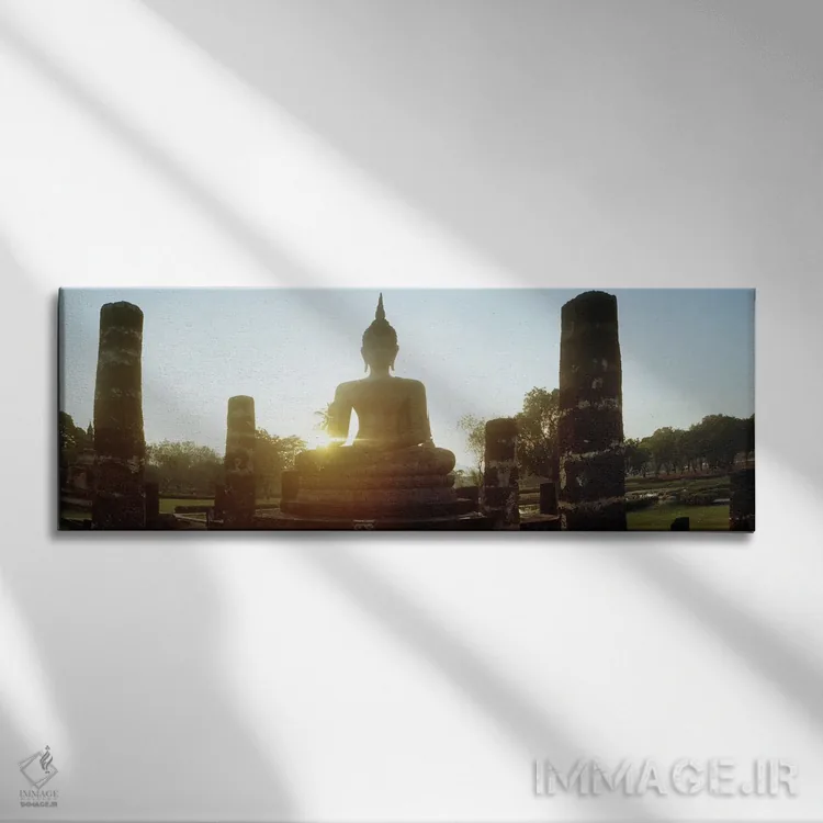تابلو دکوراتیو مجسمه بودا در غروب، پارک تاریخی سوخوتای، سوخوتای، تایلن… اثر پانورامیک ایمجز - نمای روبهرو روی دیوار