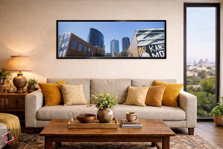 تابلو دکوراتیو هنر خیابانی در مرکز شهر کانزاس سیتی، میزوری، ایالات متح… اثر پانورامیک ایمجز - D4B