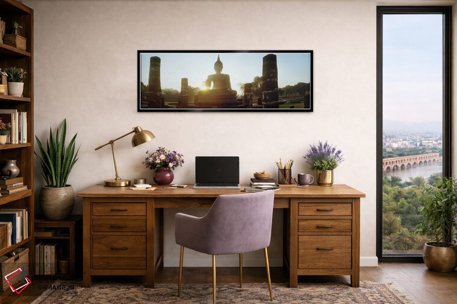 تابلو دکوراتیو مجسمه بودا در غروب، پارک تاریخی سوخوتای، سوخوتای، تایلن… اثر پانورامیک ایمجز - D2B