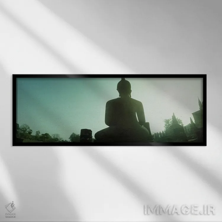 تابلو دکوراتیو نمای از زاویه پایین از مجسمه بودا، پارک تاریخی سوخوتای… اثر پانورامیک ایمجز - نمای قابدار مشکی