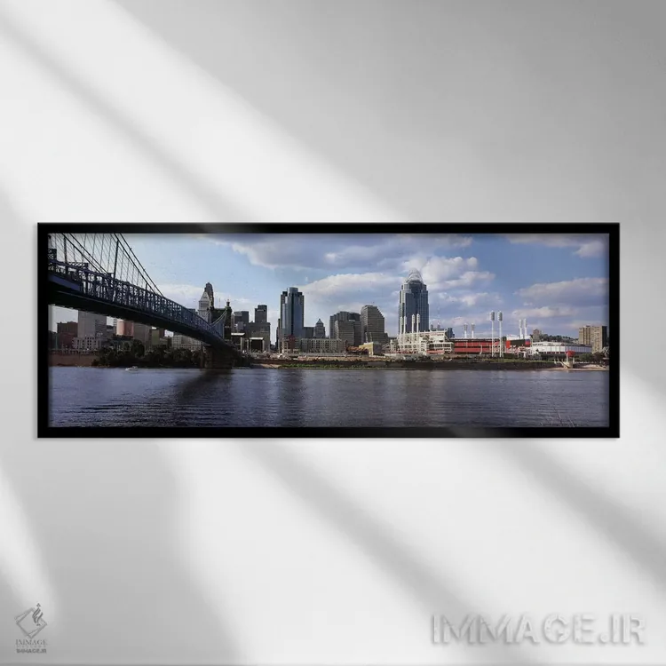 تابلو دکوراتیو پل بر فراز رودخانه اوهایو، سینسیناتی، شهرستان همیلتون… اثر پانورامیک ایمجز - نمای قابدار مشکی