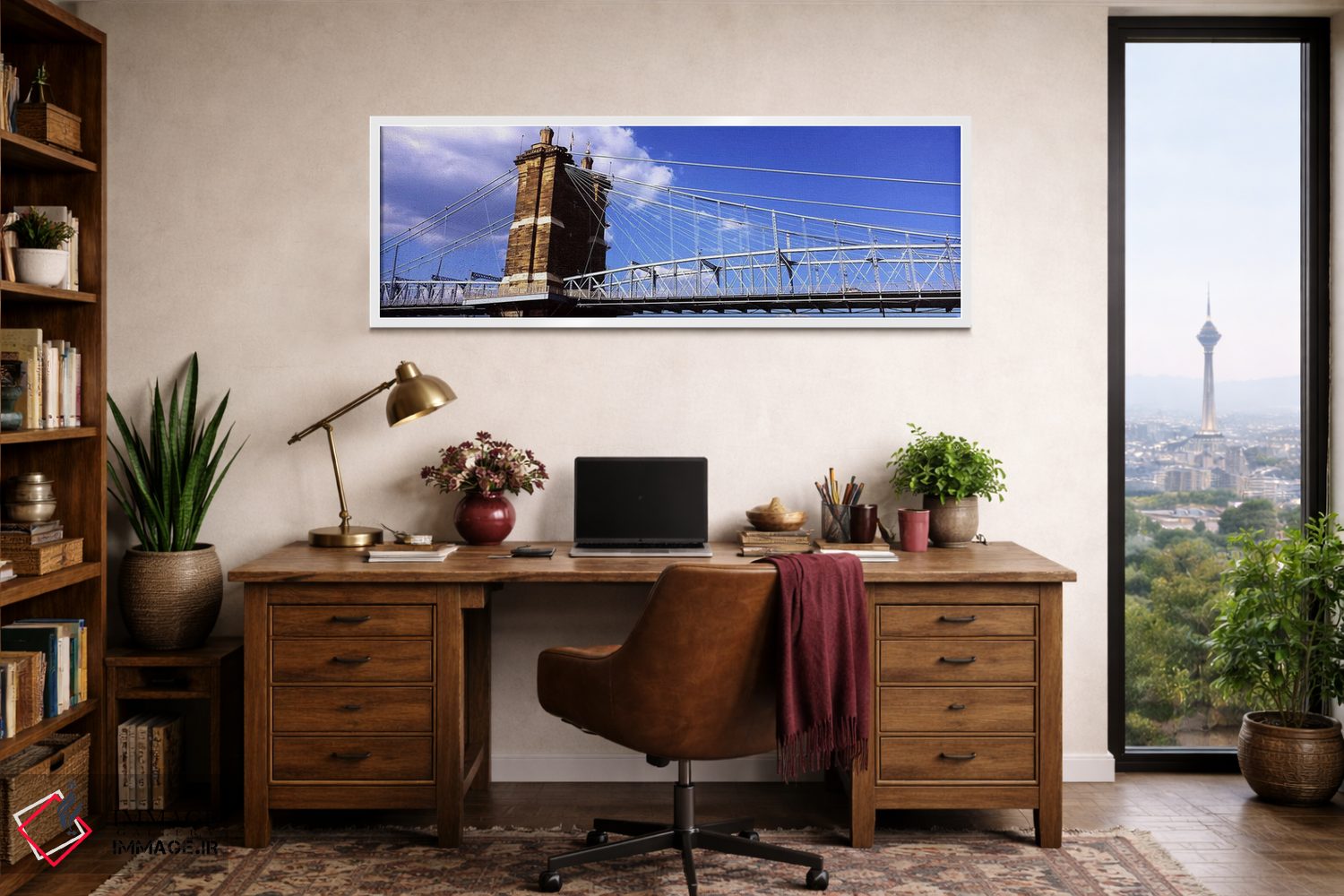 تابلو دکوراتیو پل معلق جان ای. روبلینگ بر روی رودخانه اوهایو، سینسینات… اثر پانورامیک ایمجز - D1W