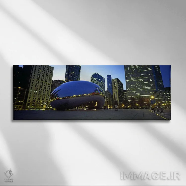 تابلو دکوراتیو ساختمان ها در یک شهر، گیت ابر، پارک هزاره، شیکاگو، شهرس… اثر پانورامیک ایمجز - نمای روبهرو روی دیوار
