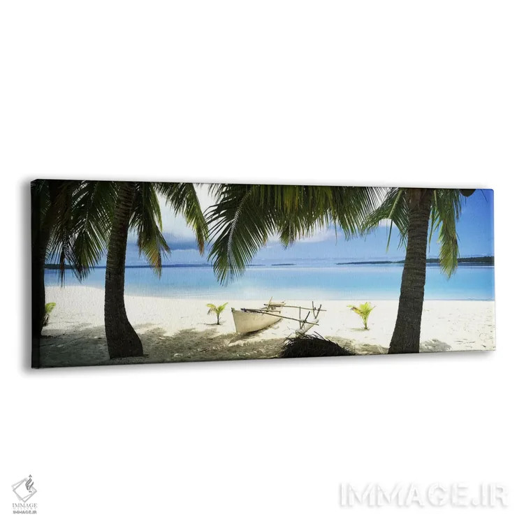 تابلو دکوراتیو قایق سنتی پلی نزی روی ساحل، آیتوتاکی، جزایر کوک اثر پانورامیک ایمجز - نمای پرسپکتیو محصول