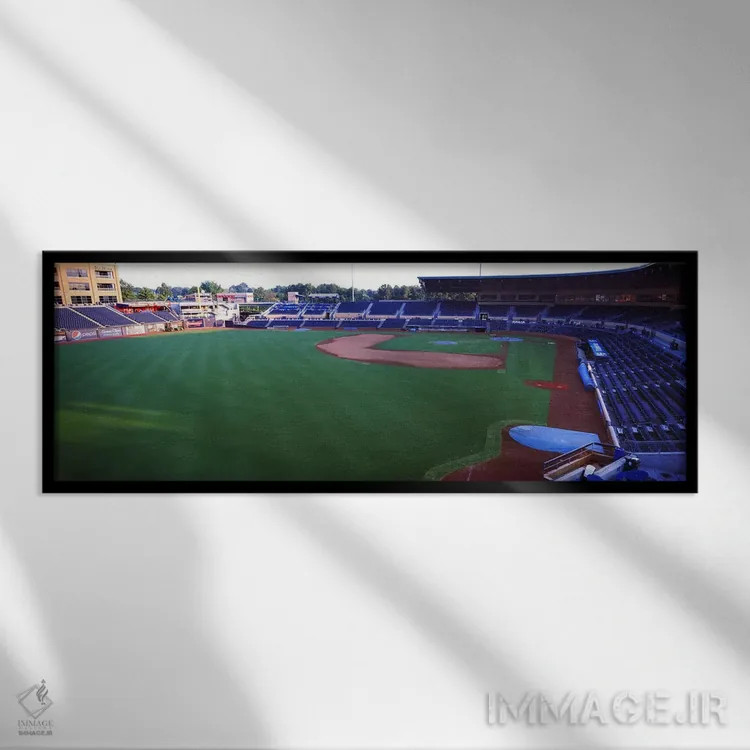 تابلو دکوراتیو استادیوم بیسبال در یک شهر، پارک ورزشی دورهم بولز، دورها… اثر پانورامیک ایمجز - نمای قابدار مشکی
