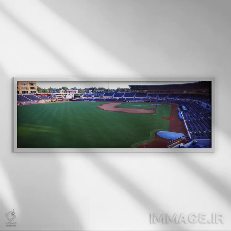 تابلو دکوراتیو استادیوم بیسبال در یک شهر، پارک ورزشی دورهم بولز، دورها… اثر پانورامیک ایمجز - نمای قابدار سفید
