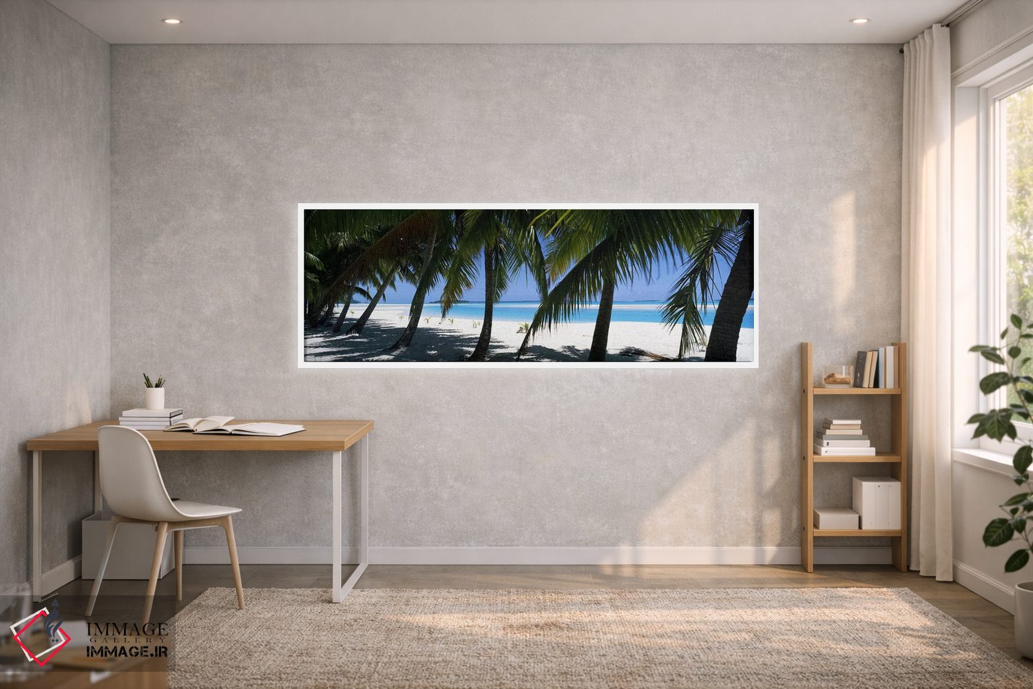 تابلو دکوراتیو درختان نخل در ساحل، آیتوتاکی، جزایر کوک اثر پانورامیک ایمجز - D1W