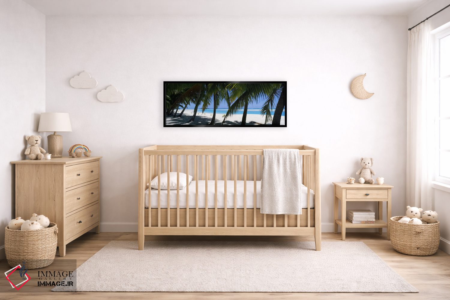 تابلو دکوراتیو درختان نخل در ساحل، آیتوتاکی، جزایر کوک اثر پانورامیک ایمجز - D6B