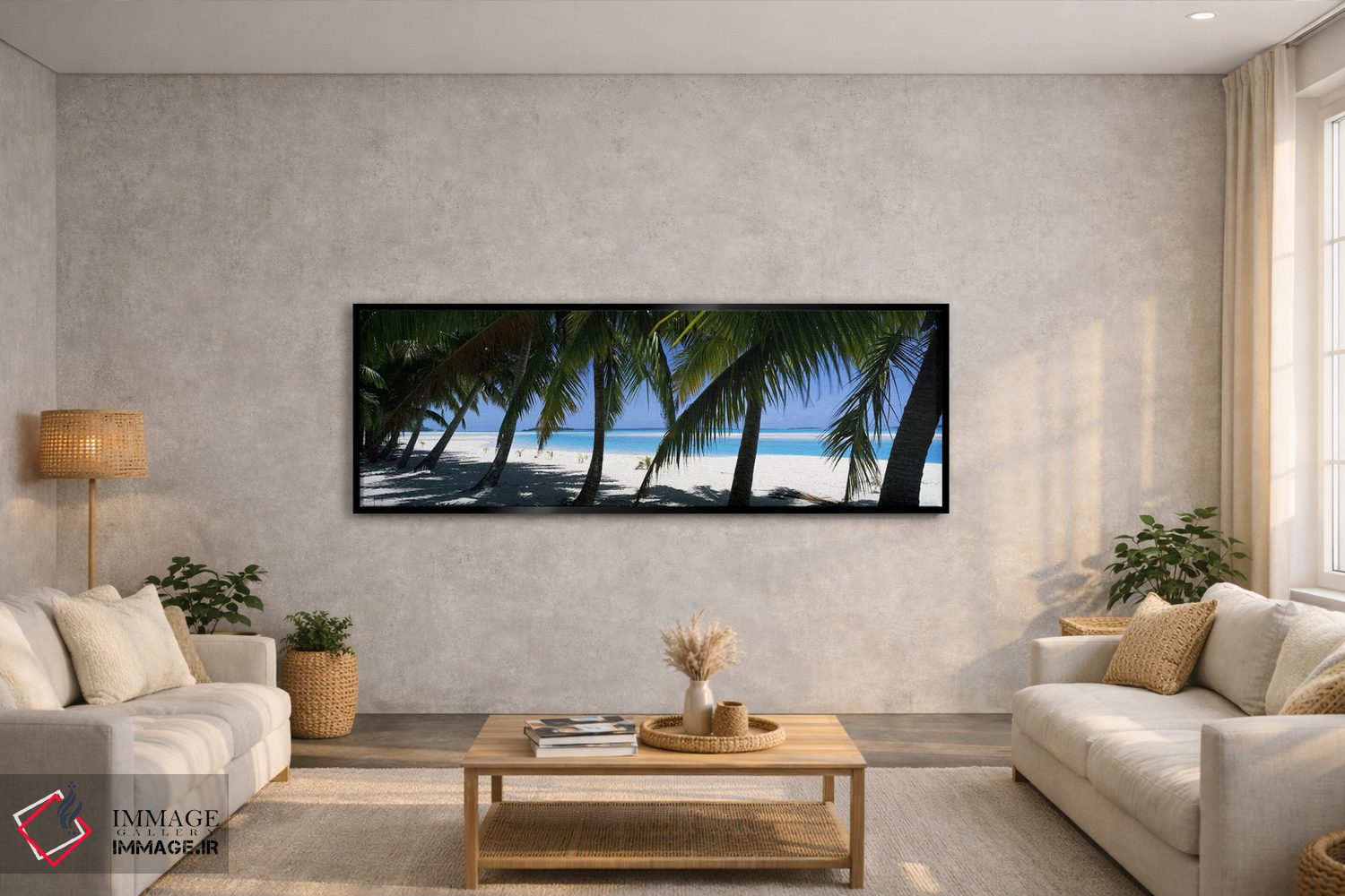 تابلو دکوراتیو درختان نخل در ساحل، آیتوتاکی، جزایر کوک اثر پانورامیک ایمجز - D4B