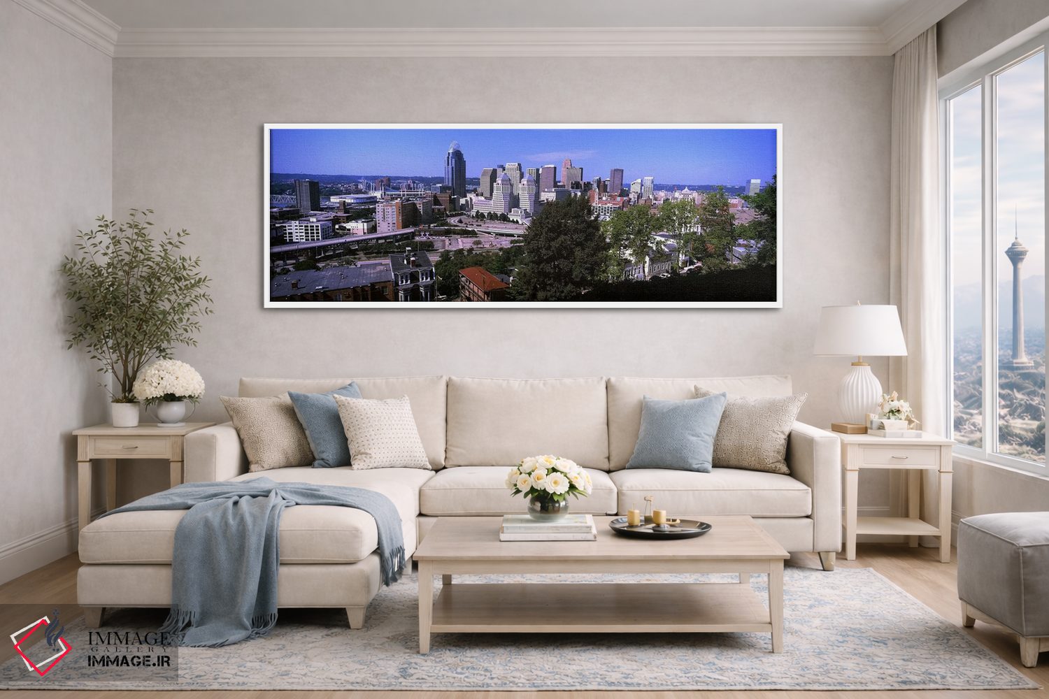 تابلو دکوراتیو افق شهری مرکز شهر، سینسیناتی، شهرستان همیلتون، اوهایو… اثر پانورامیک ایمجز - D4W