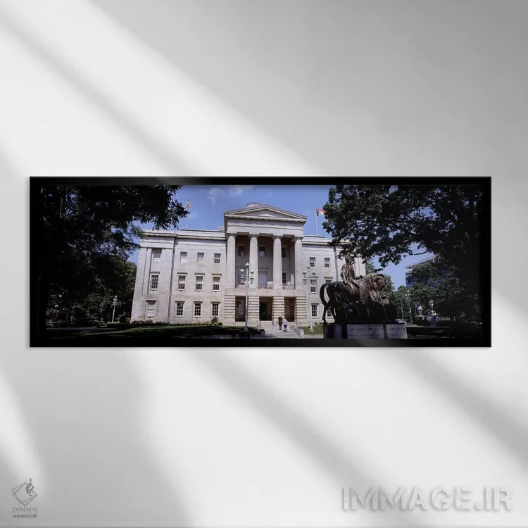 تابلو دکوراتیو نمای ساختمان دولتی، تالار شهر، رالی، شهرستان ویک، کارول… اثر پانورامیک ایمجز - نمای قابدار مشکی