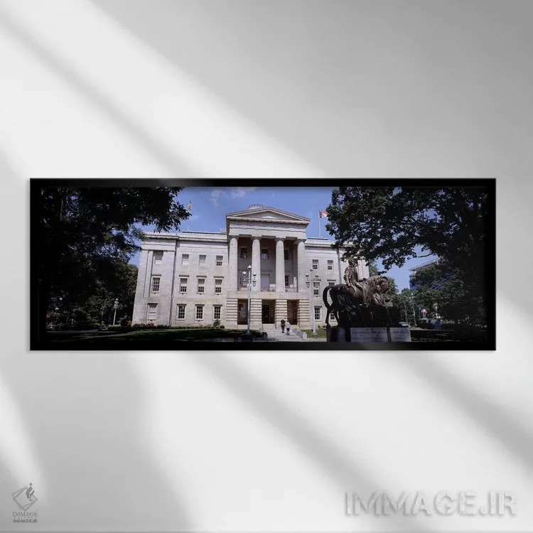 تابلو دکوراتیو نمای ساختمان دولتی، تالار شهر، رالی، شهرستان ویک، کارول… اثر پانورامیک ایمجز - نمای قابدار مشکی
