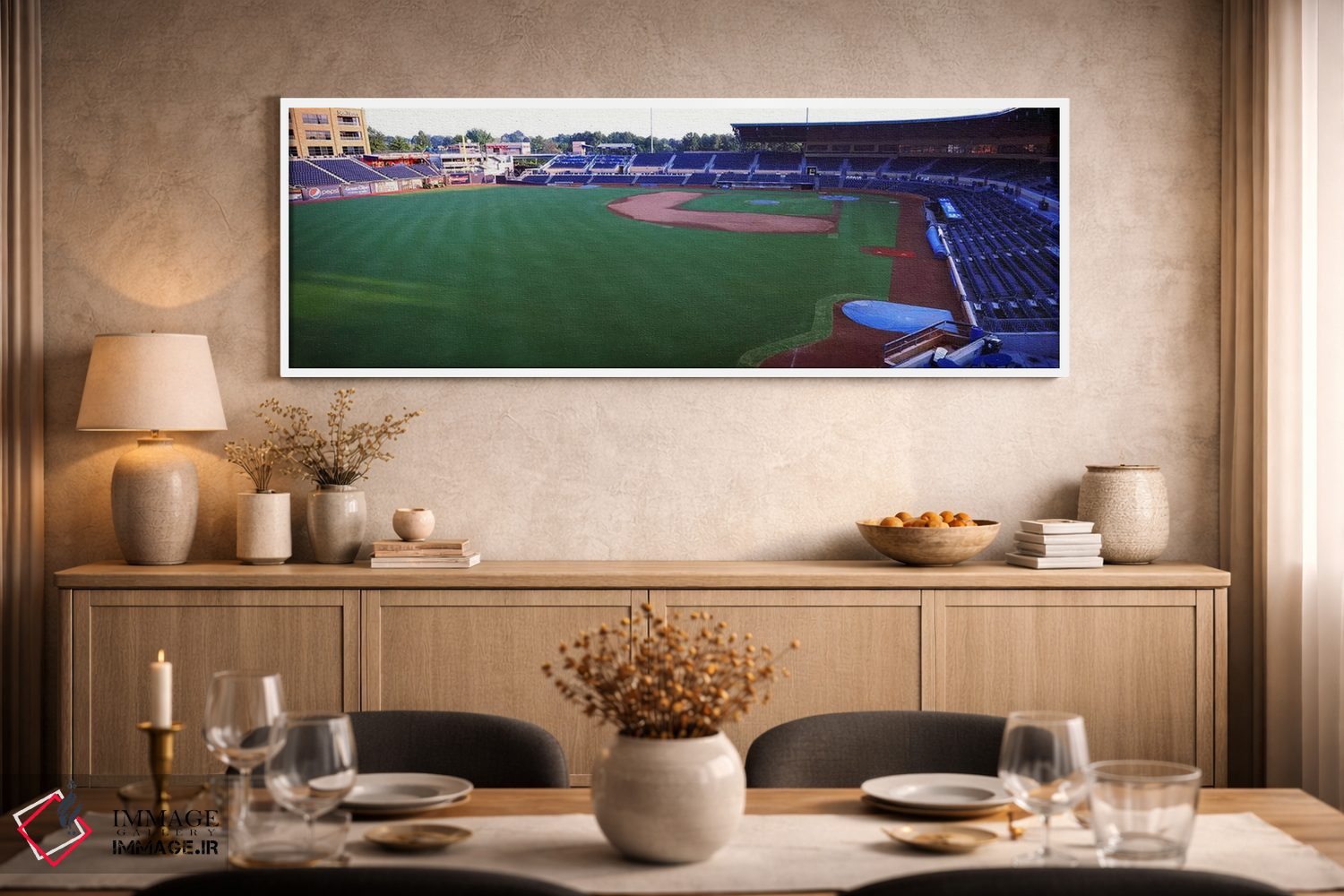 تابلو دکوراتیو استادیوم بیسبال در یک شهر، پارک ورزشی دورهم بولز، دورها… اثر پانورامیک ایمجز - D2W