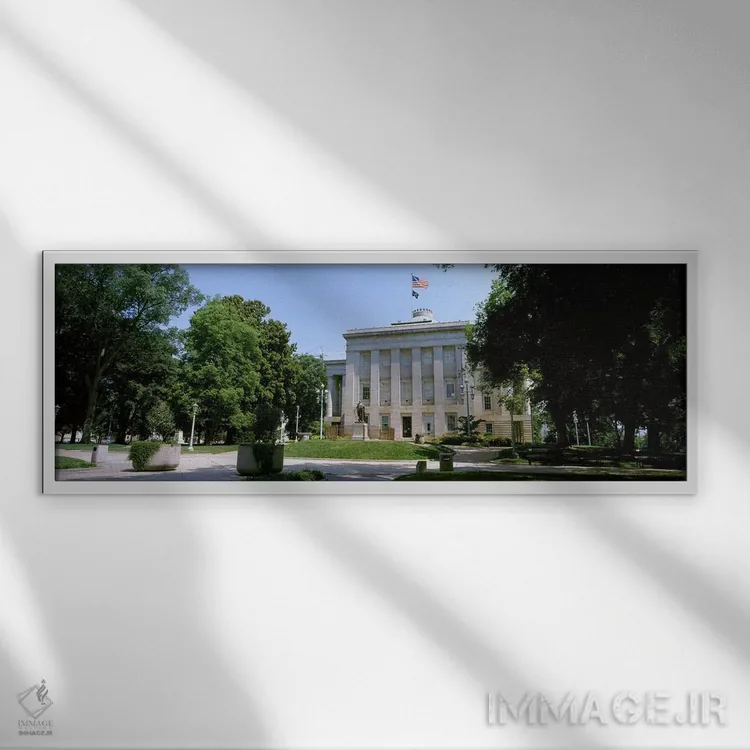 تابلو دکوراتیو ساختمان دولتی در یک شهر، تالار شهر، رالی، شهرستان ویک… اثر پانورامیک ایمجز - نمای قابدار سفید