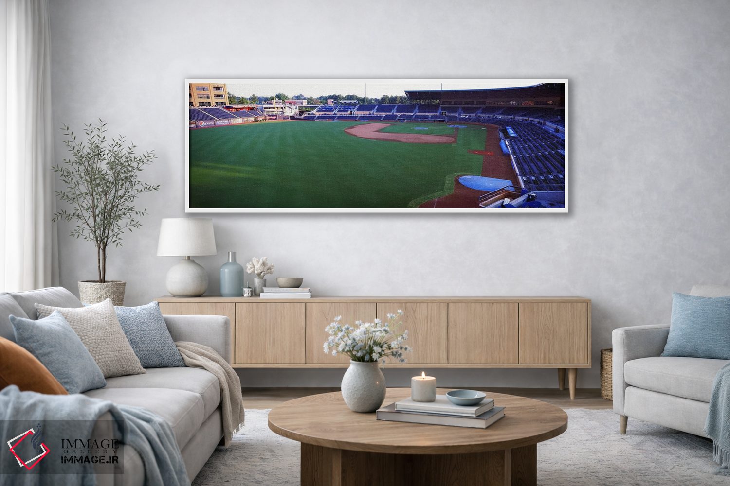 تابلو دکوراتیو استادیوم بیسبال در یک شهر، پارک ورزشی دورهم بولز، دورها… اثر پانورامیک ایمجز - D4W