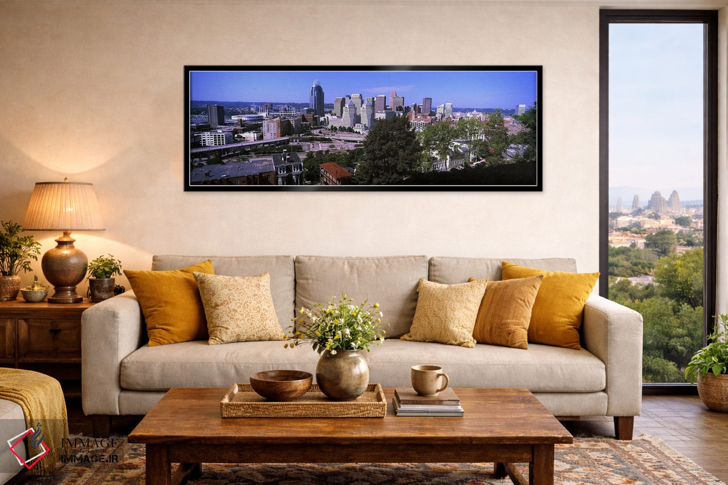 تابلو دکوراتیو افق شهری مرکز شهر، سینسیناتی، شهرستان همیلتون، اوهایو… اثر پانورامیک ایمجز - D6B