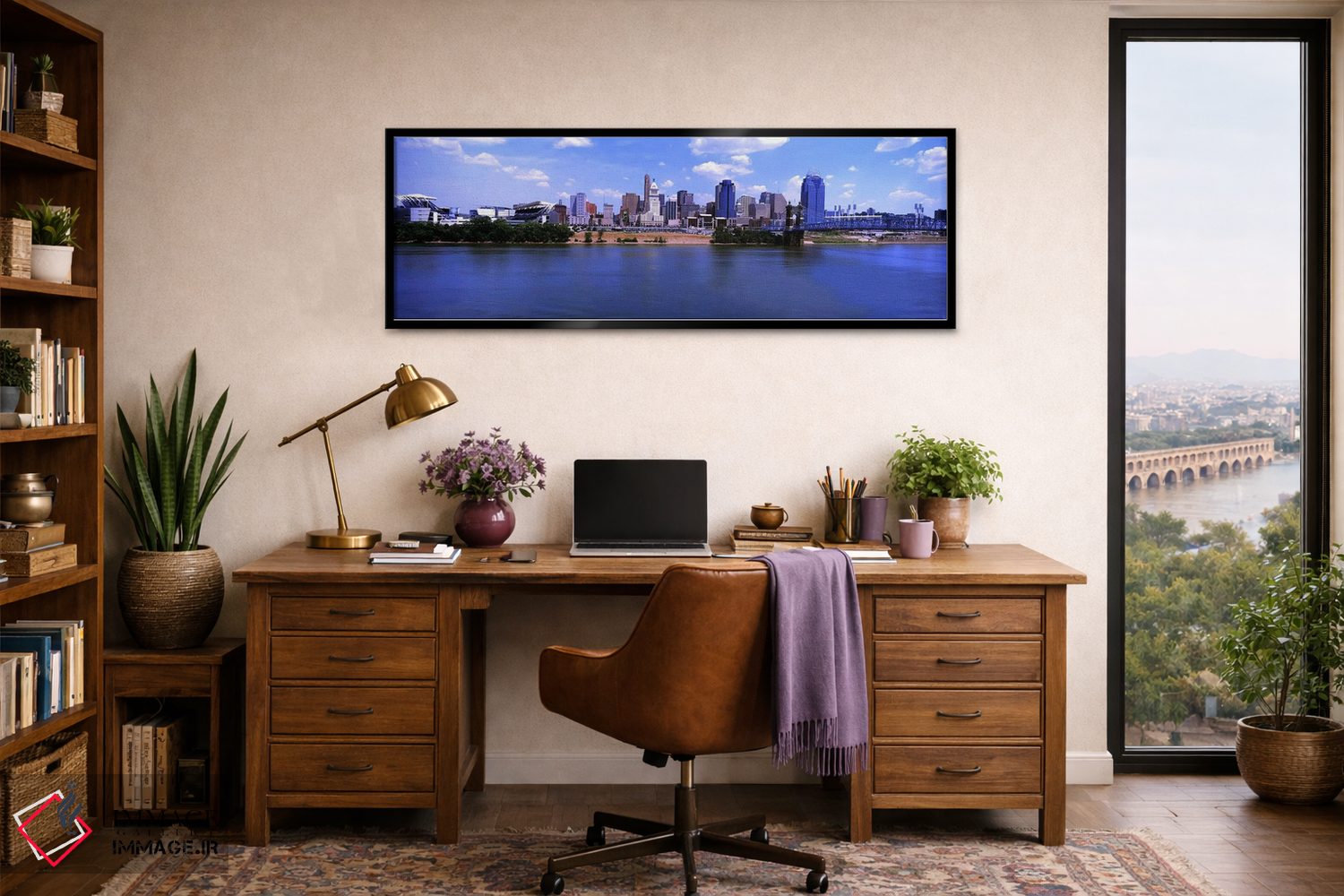 تابلو دکوراتیو استادیوم پال براون همراه با پل معلق جان ای. روبلینگ در… اثر پانورامیک ایمجز - D2B