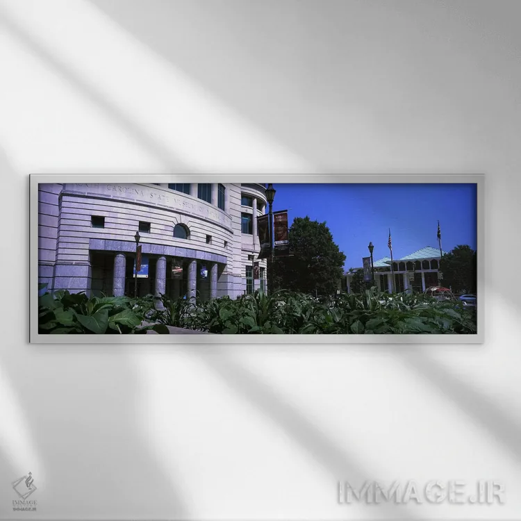 تابلو دکوراتیو موزه ای در یک شهر، موزه علوم طبیعی کارولینای شمالی، رال… اثر پانورامیک ایمجز - نمای قابدار سفید