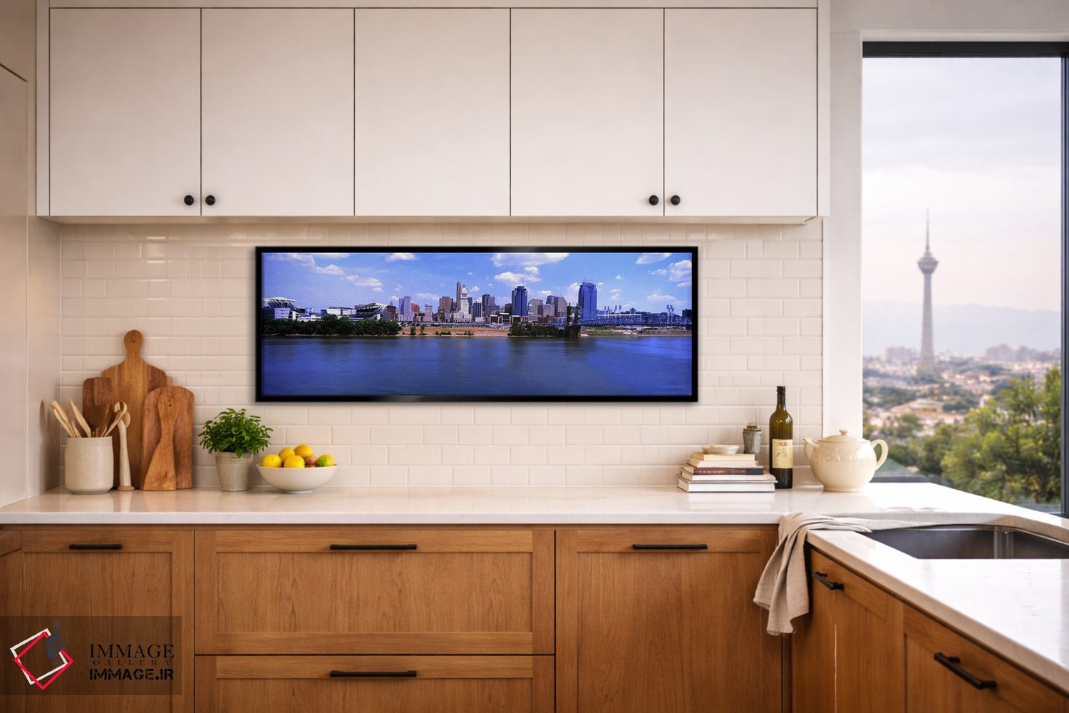 تابلو دکوراتیو استادیوم پال براون همراه با پل معلق جان ای. روبلینگ در… اثر پانورامیک ایمجز - D5B