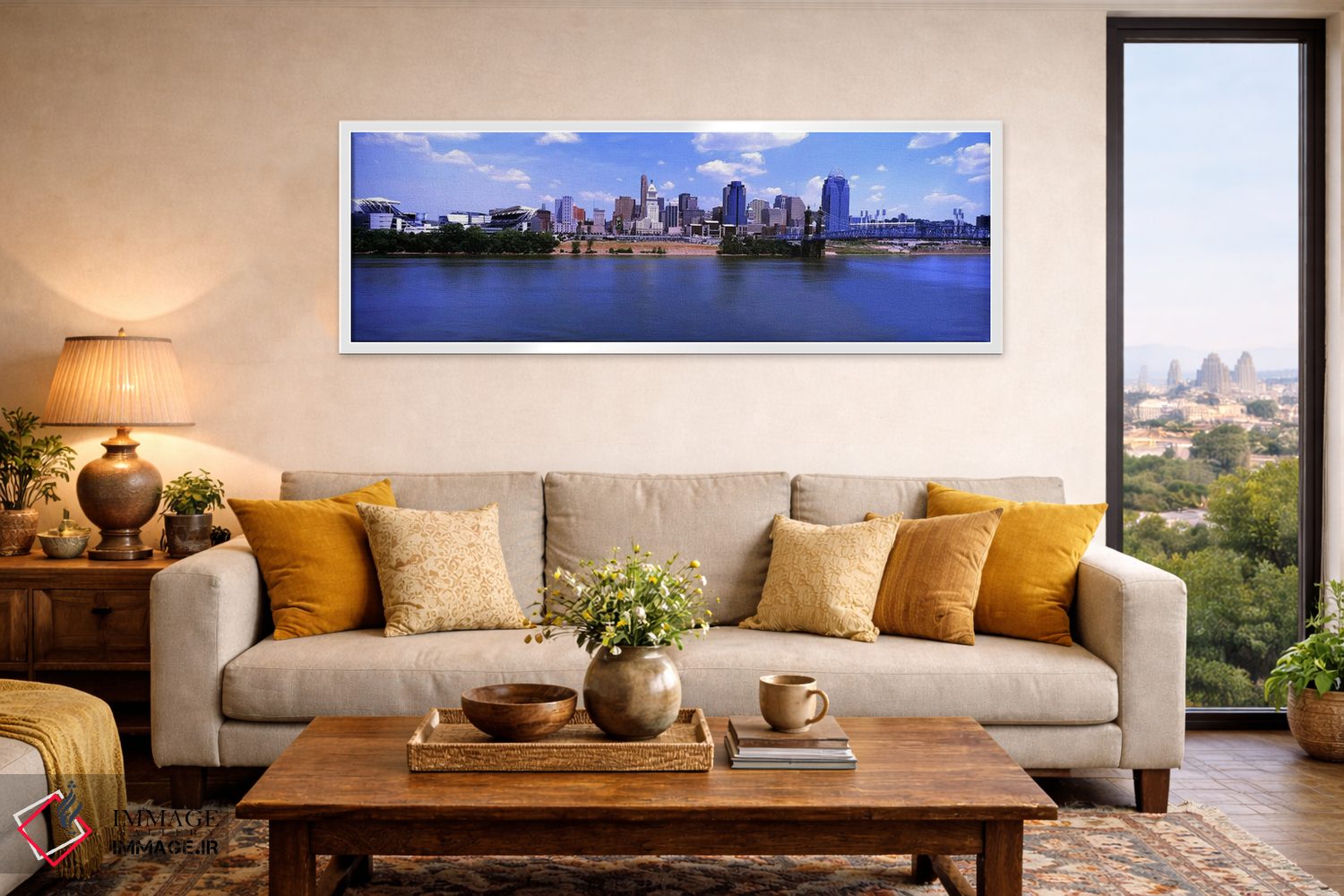 تابلو دکوراتیو استادیوم پال براون همراه با پل معلق جان ای. روبلینگ در… اثر پانورامیک ایمجز - D4W