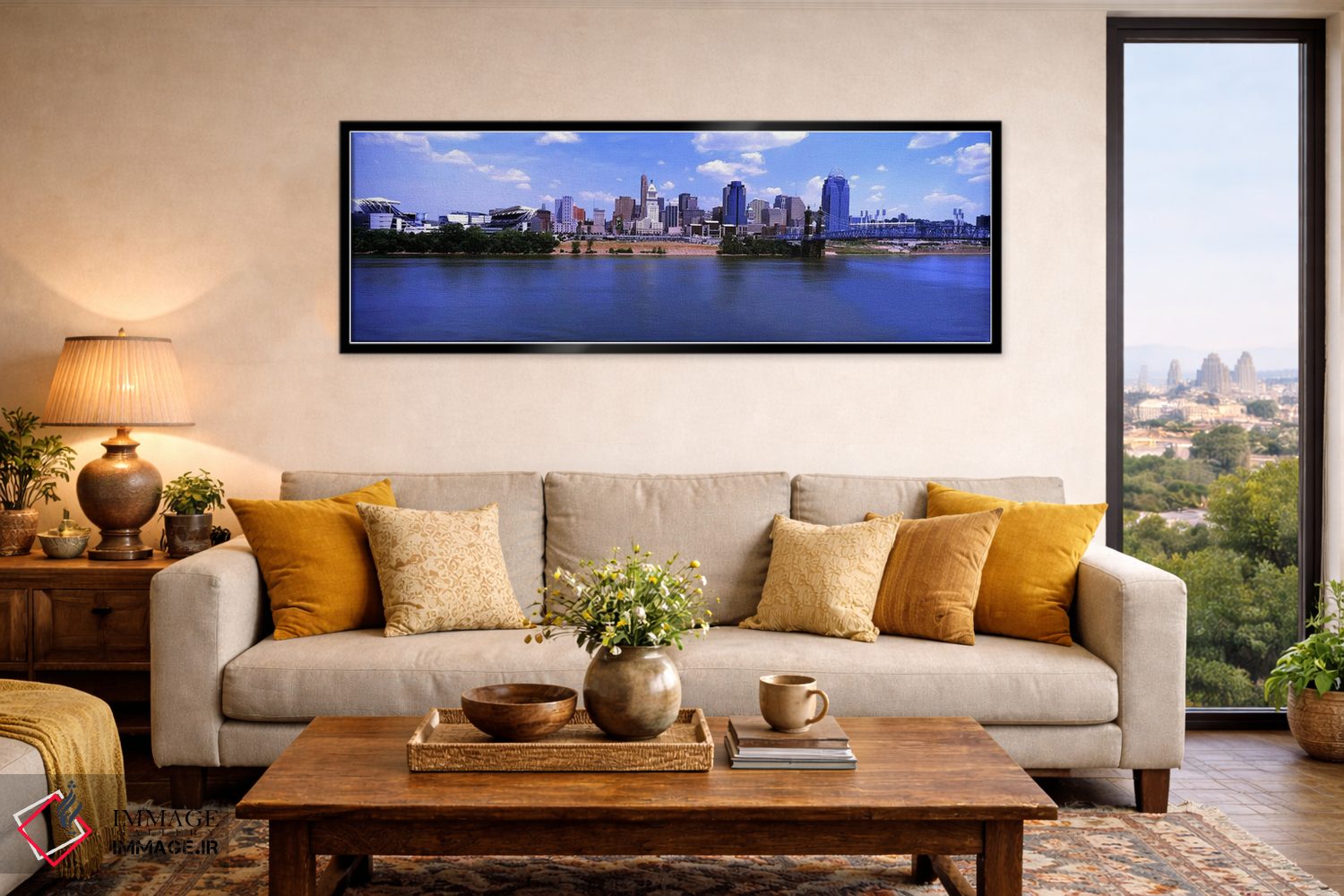 تابلو دکوراتیو استادیوم پال براون همراه با پل معلق جان ای. روبلینگ در… اثر پانورامیک ایمجز - D6B