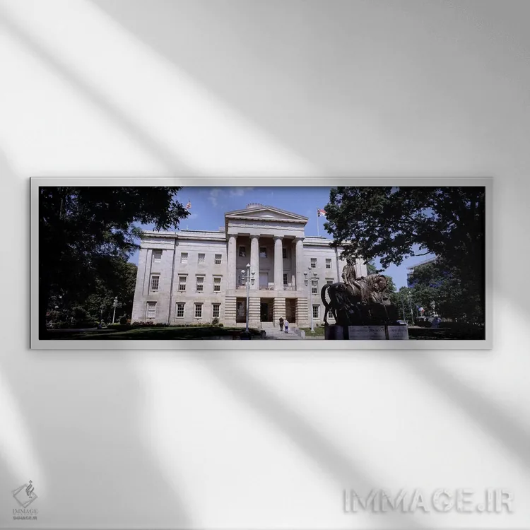 تابلو دکوراتیو نمای ساختمان دولتی، تالار شهر، رالی، شهرستان ویک، کارول… اثر پانورامیک ایمجز - نمای قابدار سفید