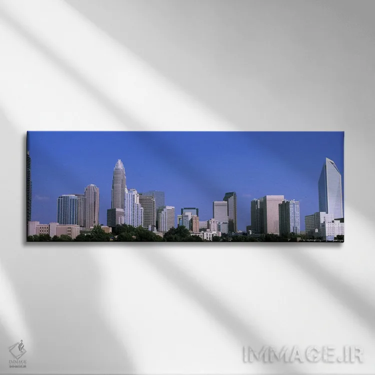 تابلو دکوراتیو افق شهری مرکز شهر ، شارلوت، شهرستان مک لمبورگ، کارولینا… اثر پانورامیک ایمجز - نمای روبهرو روی دیوار