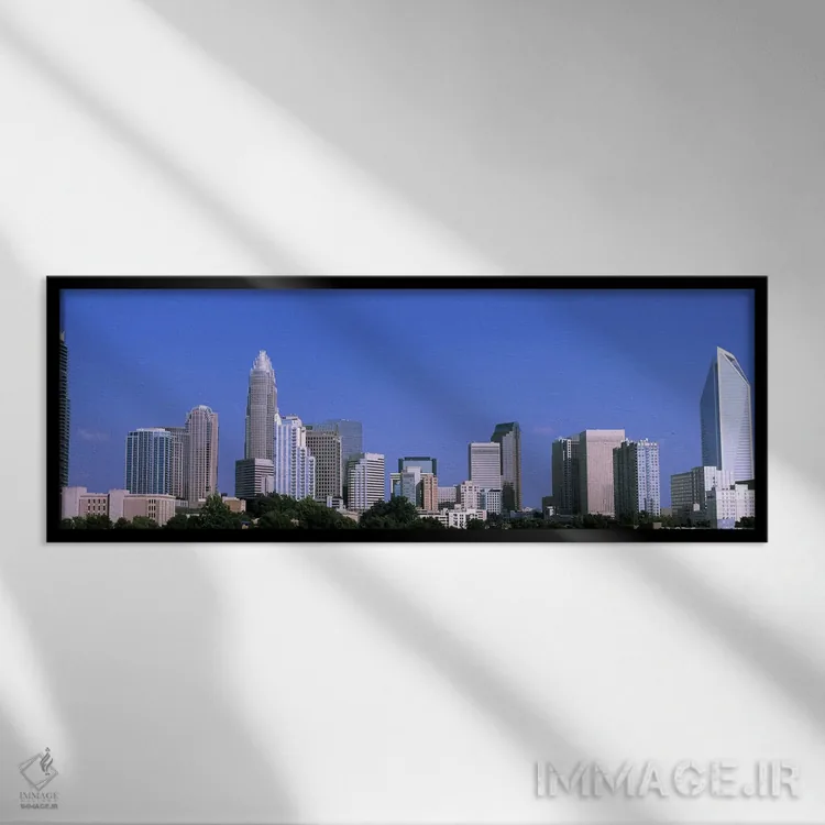 تابلو دکوراتیو افق شهری مرکز شهر ، شارلوت، شهرستان مک لمبورگ، کارولینا… اثر پانورامیک ایمجز - نمای قابدار مشکی