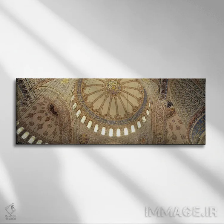 تابلو دکوراتیو داخلی مسجد، مسجد آبی، استانبول، ترکیه اثر پانورامیک ایمجز - نمای روبهرو روی دیوار